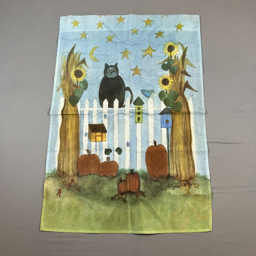 Custom Decor Decorative Wall Hanging Flag Black Cat Sunflowers Pumpkins 23"x33"